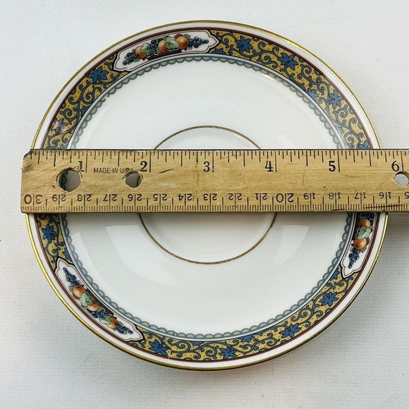 Thomas Bavaria Harvest Footed Cup & Saucer Set Fruit Blue Scroll Gold Rim - Picture 13 of 15